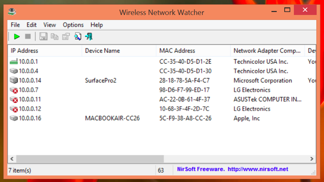 برنامج Wireless Network Watcher لمعرفة المتصلين على الشبكة