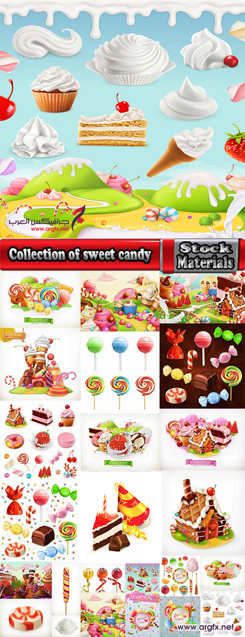 Collection of sweet candy sweet cartoon city set 25 EPS