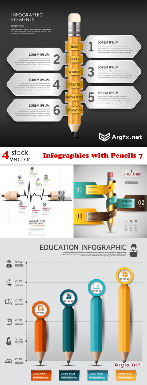 Vectors - Infographics with Pencils 7