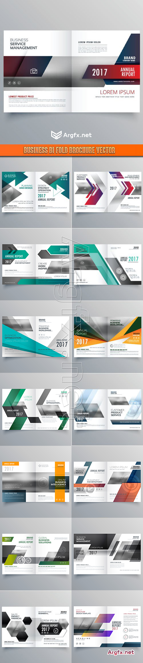  Business bi fold brochure vector