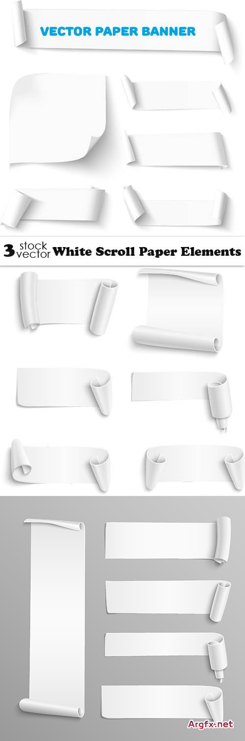 Vectors - White Scroll Paper Elements