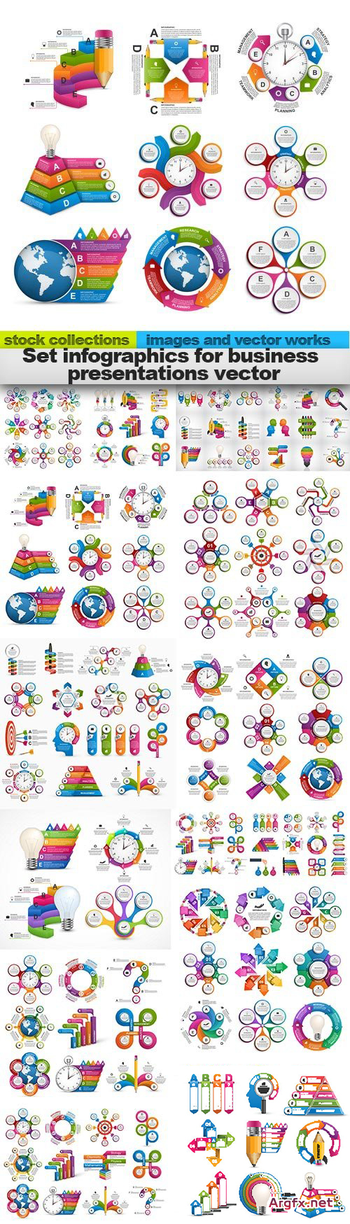  Set infographics for business presentations vector, 15 x EPS