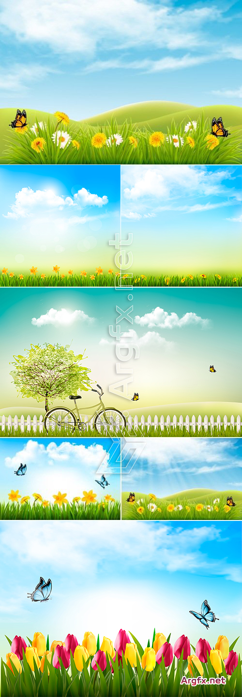Spring Nature Backgrounds Vector 2