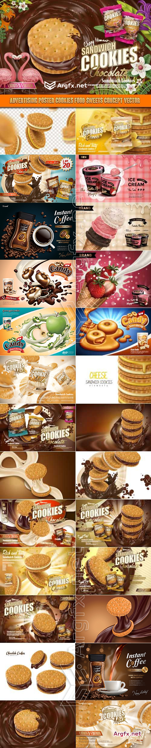 Advertising Poster Cookies food sweets Concept vector