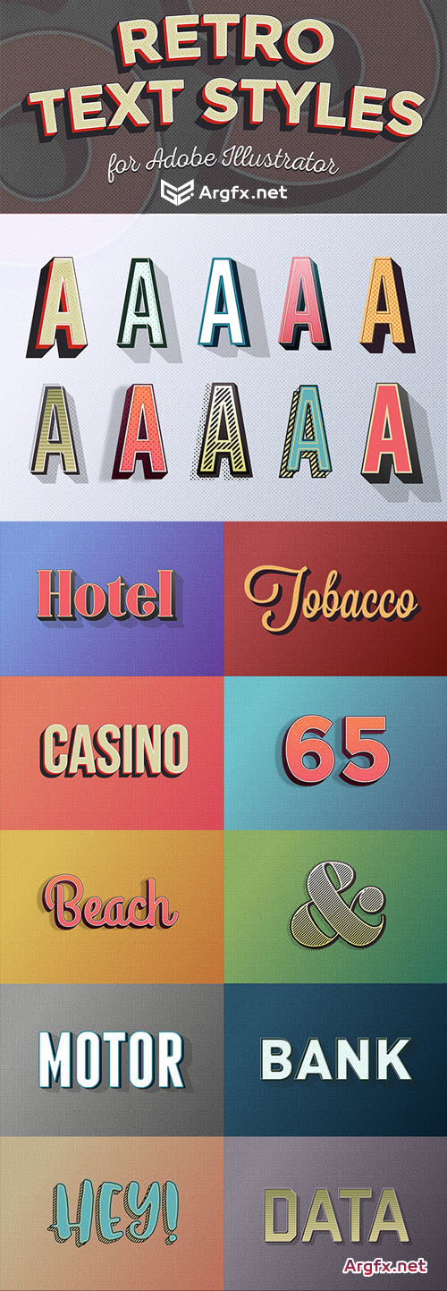 10 Retro Text Effect Graphic Styles in Vector