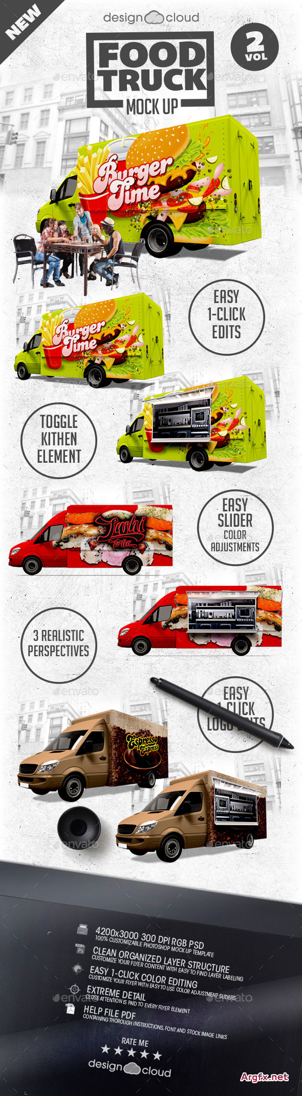  GraphicRiver - Food Truck Mock Up Kit Vol. 2 9967534