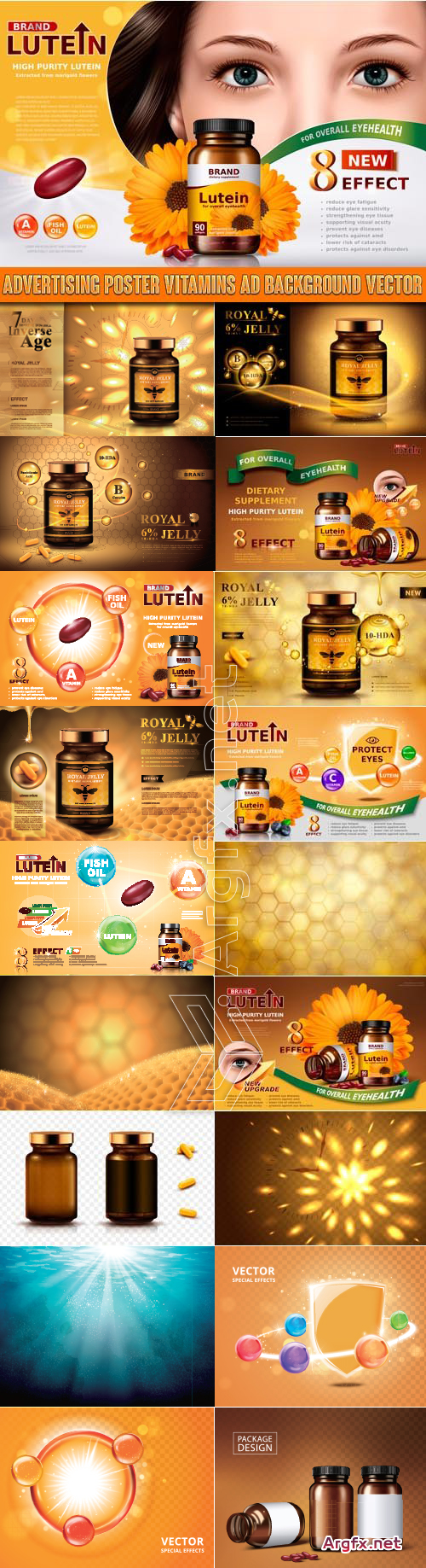  Advertising poster vitamins ad background vector