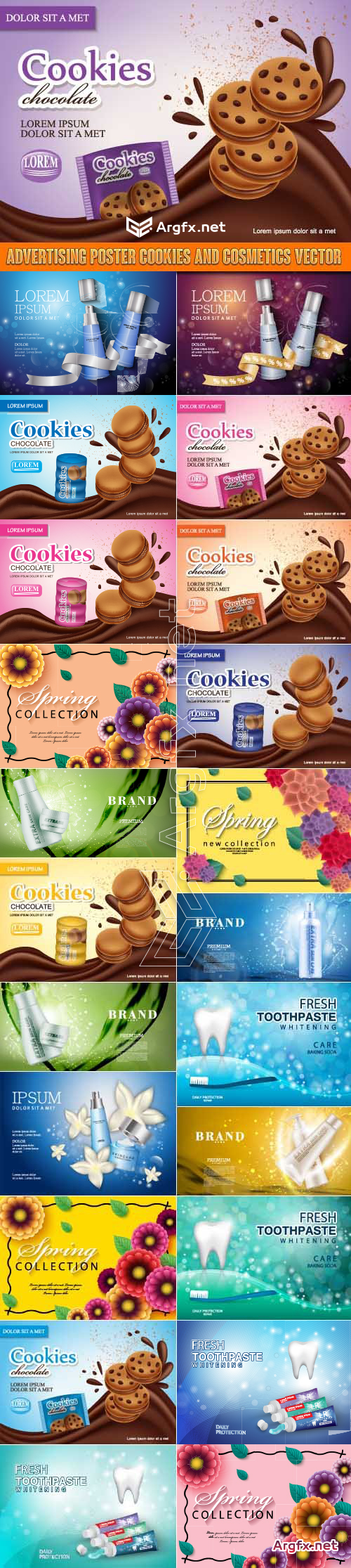  Advertising poster cookies and cosmetics vector