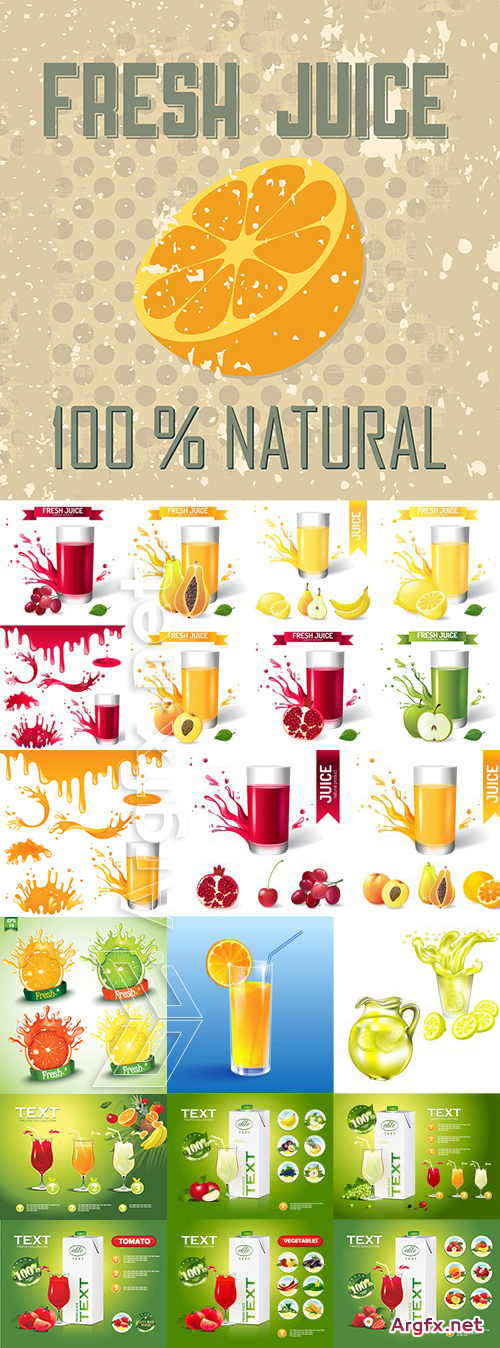 Shutterstock - Fresh Juice 100% Natural, 25xEps