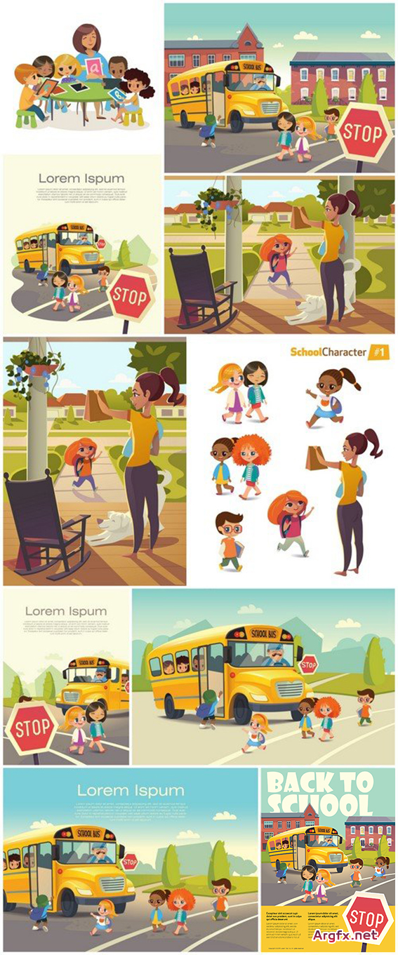 Children and the school bus 10X EPS
