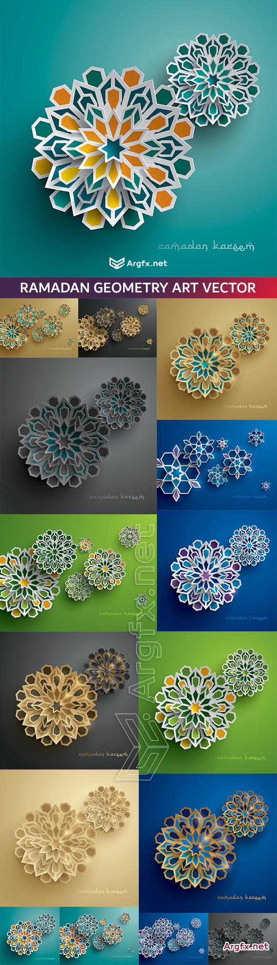 Ramadan geometry art vector, 15 x EPS