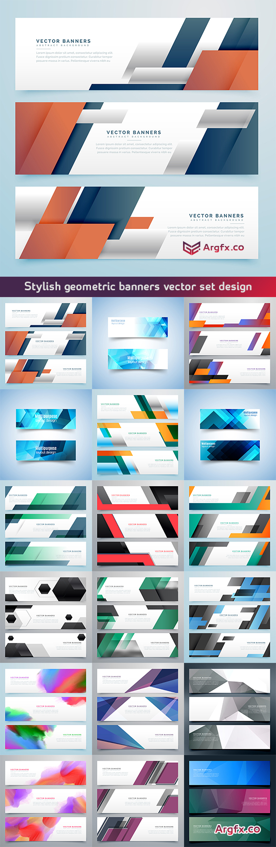  Stylish geometric banners vector set design