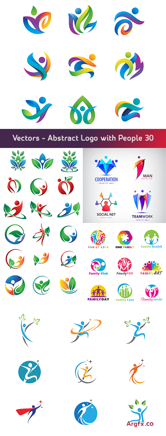  Vectors - Abstract Logo with People 30